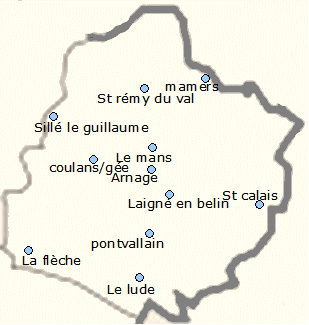 carte de la sarthe avec les aires